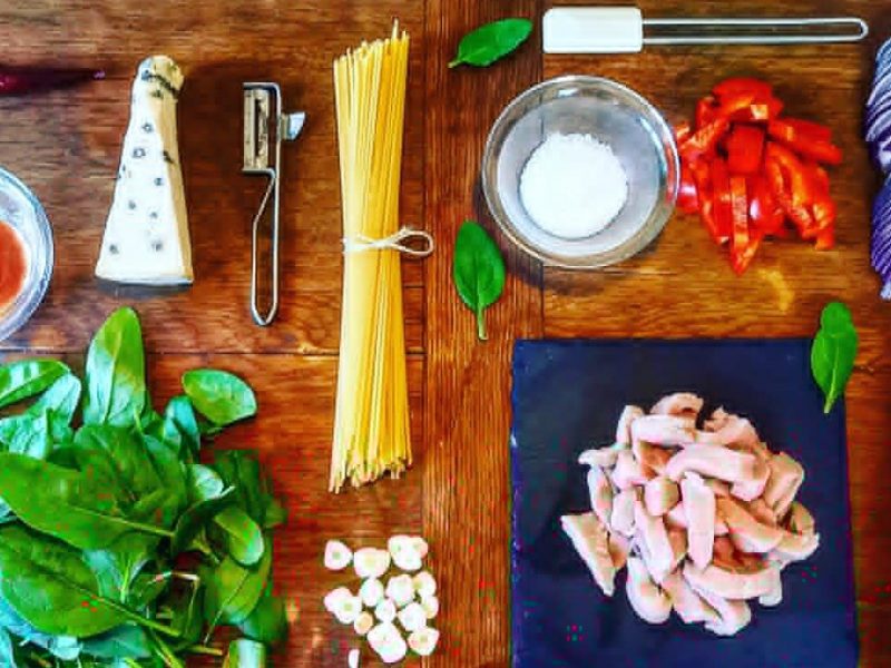 Spaghetti mit Kalbsstreifen